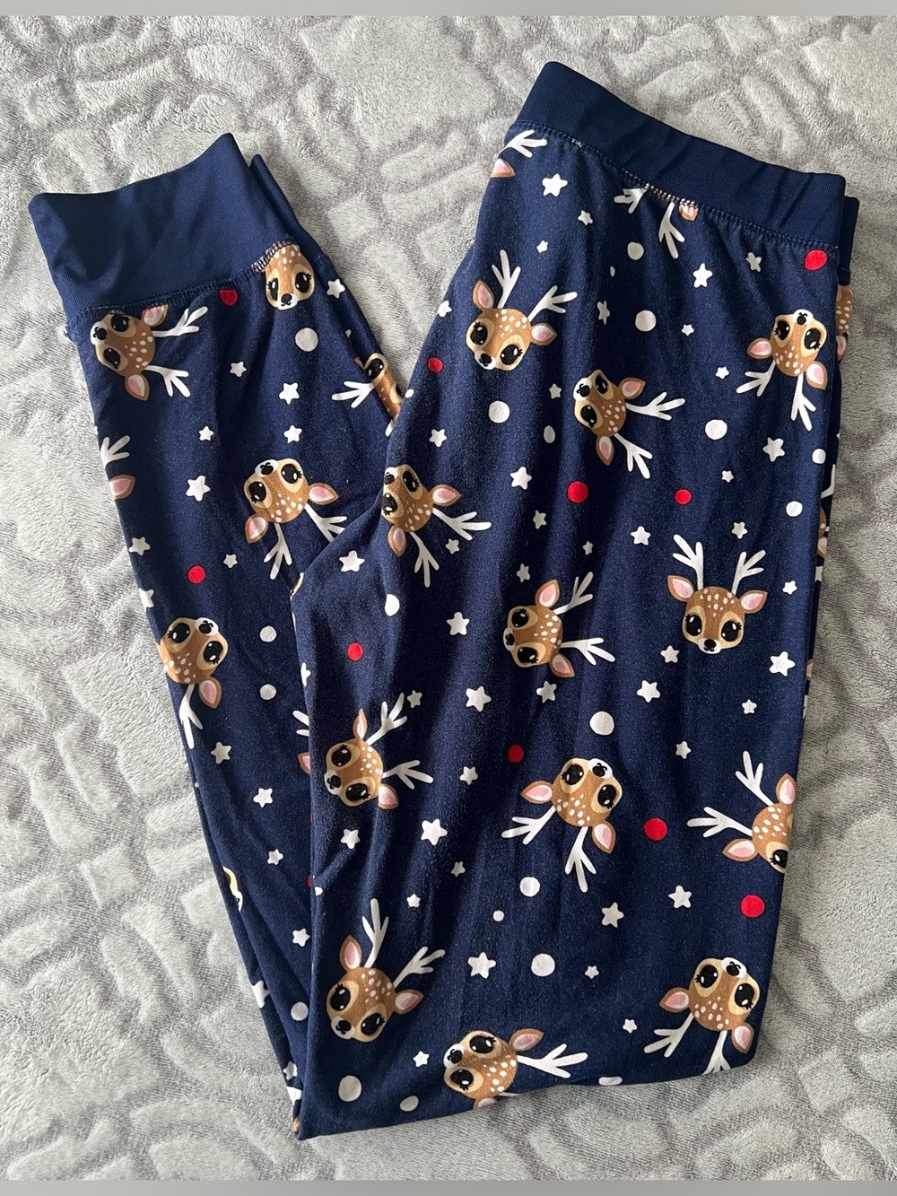 Women’s Large Navy Reindeer Christmas Holiday Pajama Pants